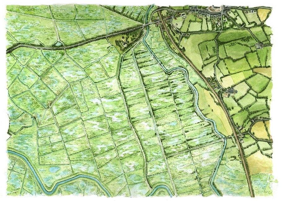 Plan aquarellé des Marais de Neuilly-la-Forêt