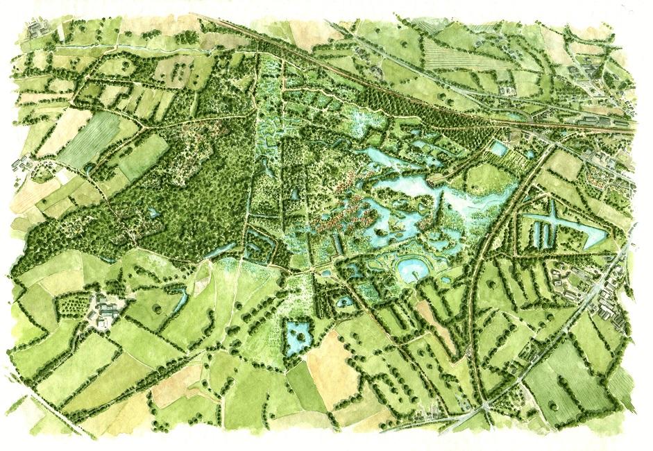 Plan aquarellé du Marais du Grand-Hazé