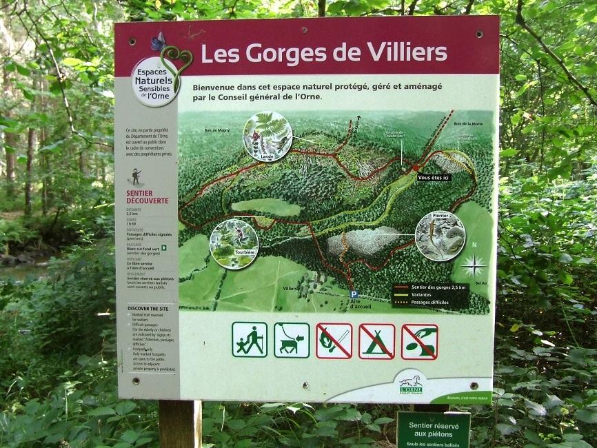 Panneau de présentation des Gorges de Villiers