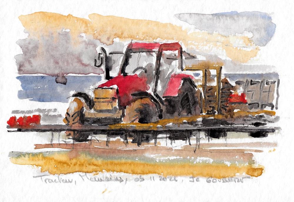 Tracteur dans les parcs a huitres